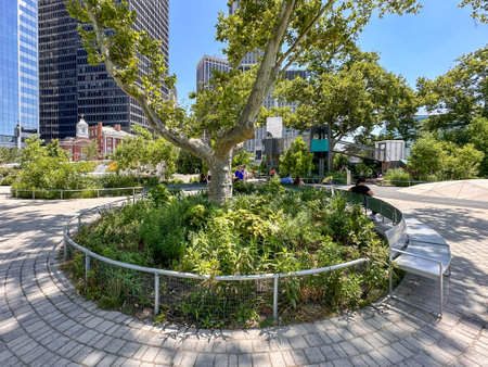 Contemporary playground in the Battery Playscape in the Battery Park in New York City. USA