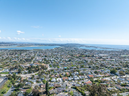 Aerial view of residential urban sprawl in San Diego, California, USAの写真素材