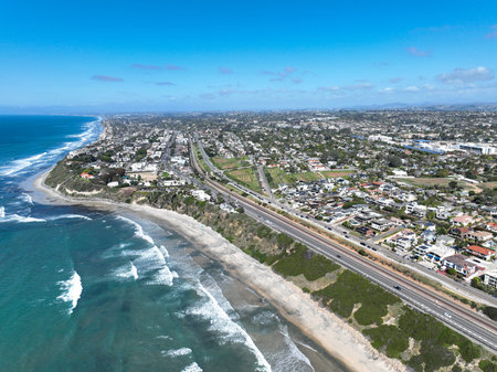 Aerial drone photo of Cardiff, West Coast of California, Encinitas
