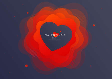 Red abstract modern rose for Valentine's day. 3D futuristic layout splash liquid graphic shape. Holiday love and heart for banner, flyer, festival, sale. EPS 10のイラスト素材