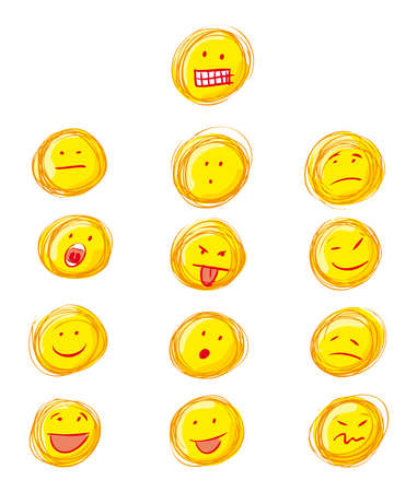 a whole set of grunge emoticonsのイラスト素材