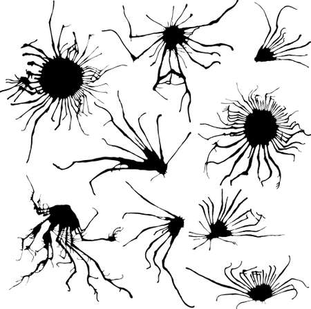 Set of hand-made stains in various shapes. All vector!のイラスト素材