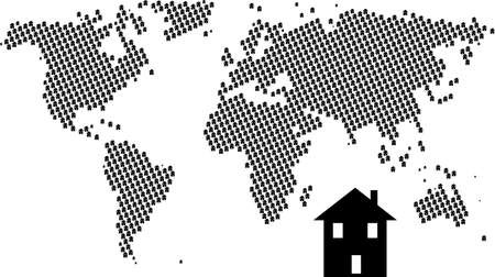 Map of the world made by hundreds of houses.のイラスト素材