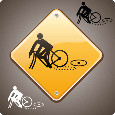 Bike incident warning road signのイラスト素材