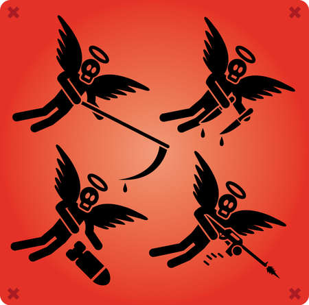 Four angels of death at work with various kind of death instruments.のイラスト素材