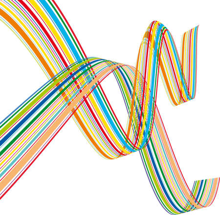 Two abstract colorful stripes dancing in spaceのイラスト素材