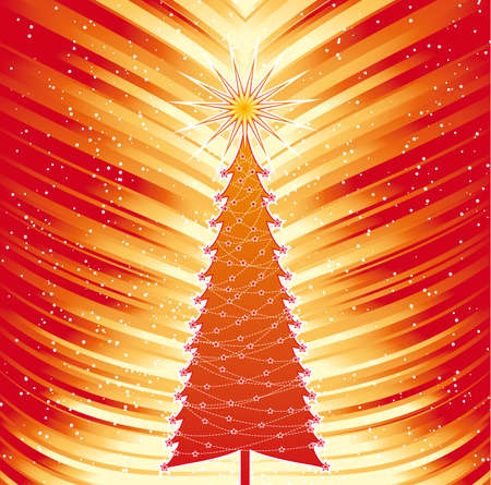 Christmas tree on moved flames background.のイラスト素材
