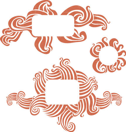 Soft banners made of swirls little scratchedのイラスト素材