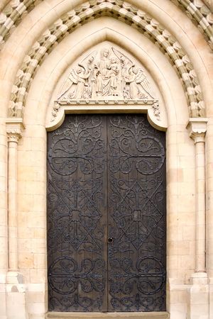 Ornate Semi Circular Cathedral Doorwayの写真素材