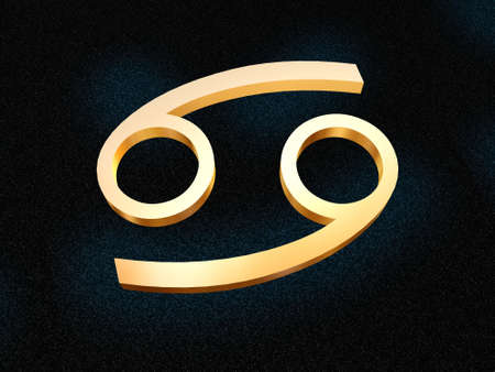 Cancer zodiac golden sign on star skyの写真素材