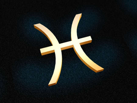 Pisces zodiac golden sign on star skyの写真素材
