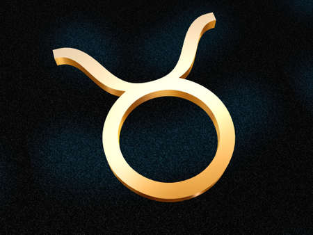 Taurus zodiac golden sign on star skyの写真素材