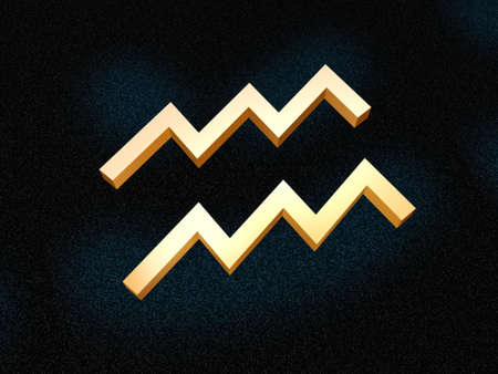 Aquarius zodiac golden sign on star skyの写真素材