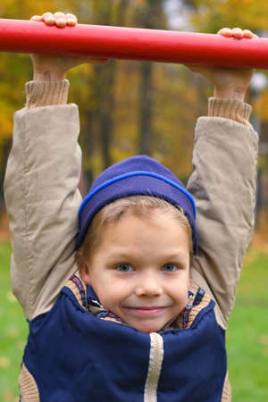 Little boy playing at playground