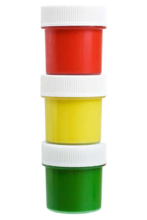 Set of the watercolor gouache paints isolated on white backgroundの写真素材