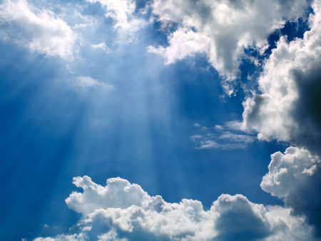 Beams of sunlight bursting through the clouds