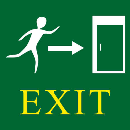 Emergency exit - green sign with man  Vector illustration のイラスト素材
