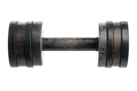 Old dumbbell with removable weightsの写真素材