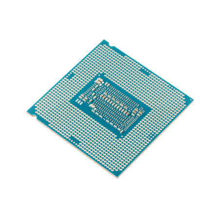 Modern computer processor, modern central processing unit, CPU, isolated on white background....