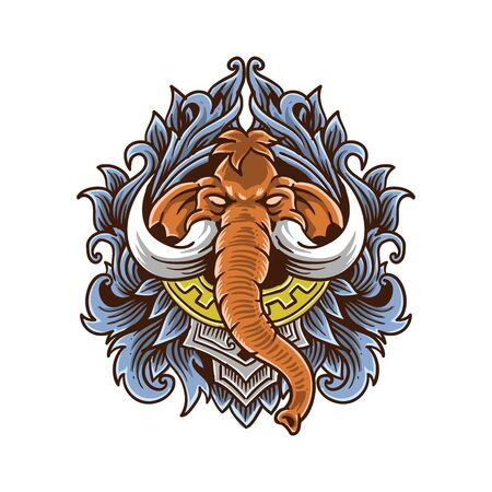 mammoth engraving style vector illustrationのイラスト素材