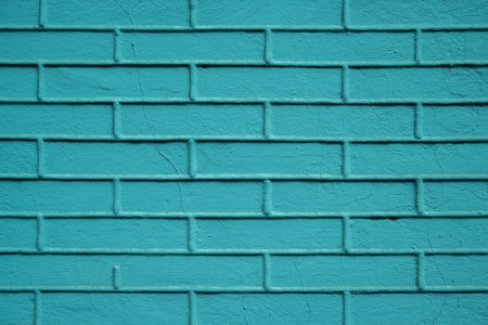 texture of brickwork painted in turquoise color. High quality photoの写真素材