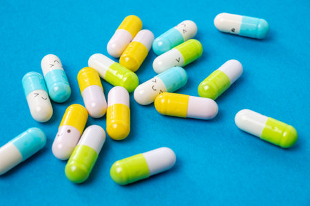 Various medications and vitamins, a pill bottle. Drugs use for treatment and cure the disease.