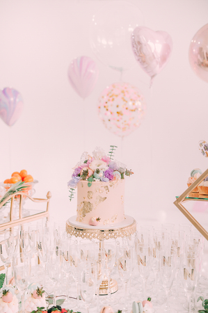 banquet desserts candy bar cake light colors delicate colorsの写真素材