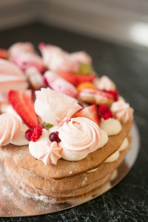 Heart shaped cake for Valentine's Day or mother's day on backgroundの写真素材