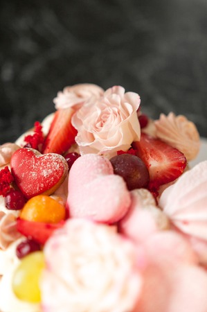 Heart shaped cake for Valentine's Day or mother's day on backgroundの写真素材