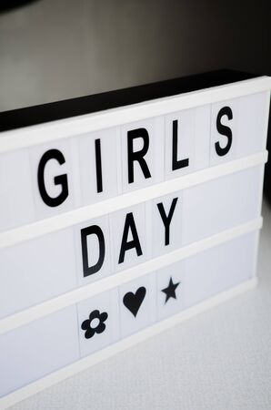 The inscription in dark letters on a white background Women's Day March 8の写真素材