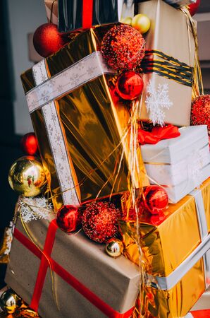 New Year's bright decor on the city streetsの写真素材