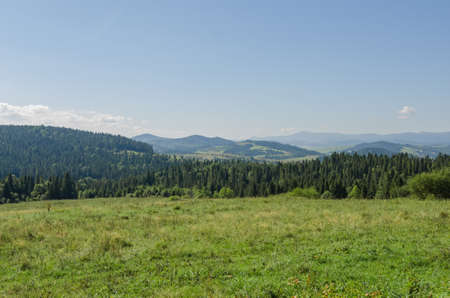 Beautiful landscapes of high mountains in warm autumn in the Carpathians