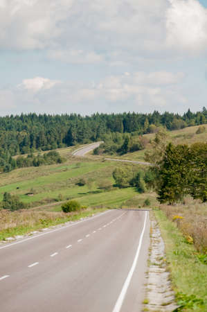 Winding road in the Carpathian mountainsの写真素材