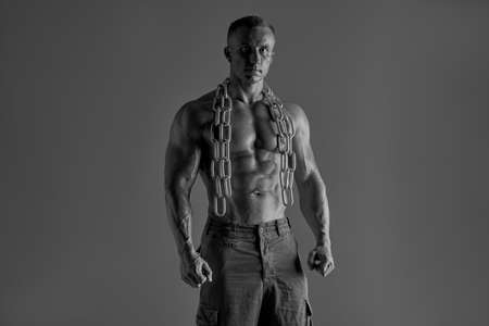 Adult male fighter MMA. In a studio.の写真素材