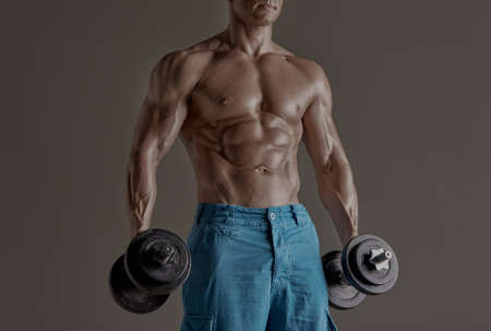 Adult male fighter MMA. In a studio.の写真素材