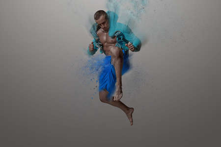 Adult male fighter MMA. In a studio.の写真素材