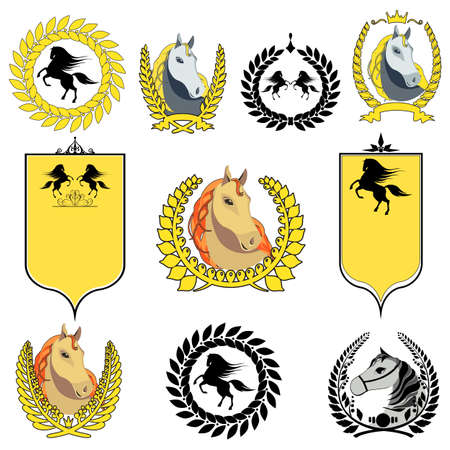 horse icons isolated on white backgroundのイラスト素材