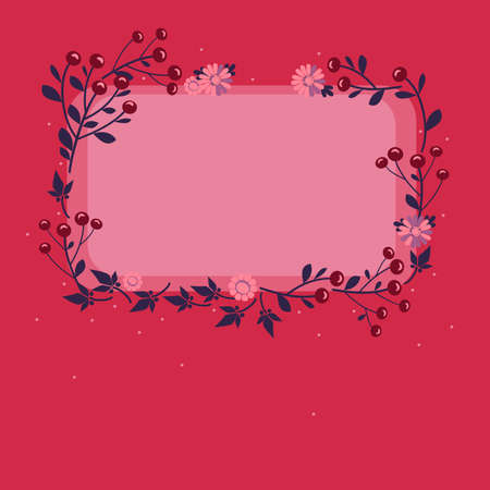 vector design frame with decoration flowers and berriesのイラスト素材