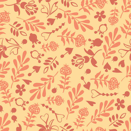 design seamless with decoration flowers and berriesのイラスト素材