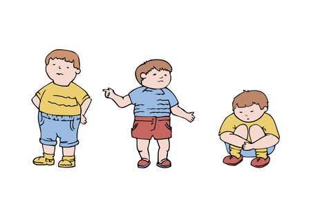Vector illustration: boys in various poses and movementsのイラスト素材