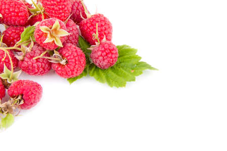 Beautiful raspberries isolated on a white backgroundの写真素材
