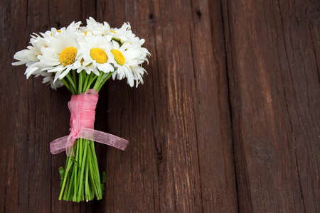 delicate bouquet of white daisies, space for text