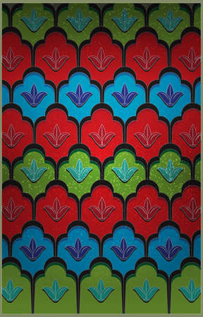 floral stained glassのイラスト素材