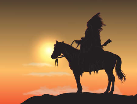 Indian over the precipiceのイラスト素材
