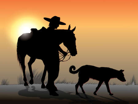 Cowboy and shadow.のイラスト素材
