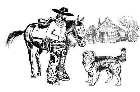 cowboy and his friendのイラスト素材