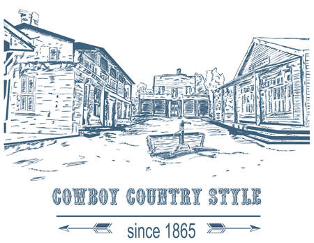 old abandoned city of the times of gold rushのイラスト素材