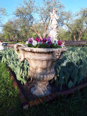 Greek style garden flower vaseの写真素材