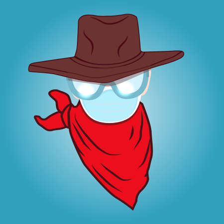 cowboy in medical mask and gogglesのイラスト素材