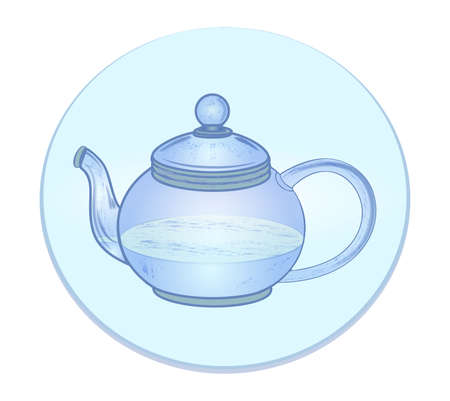 blue teapot with water iconのイラスト素材